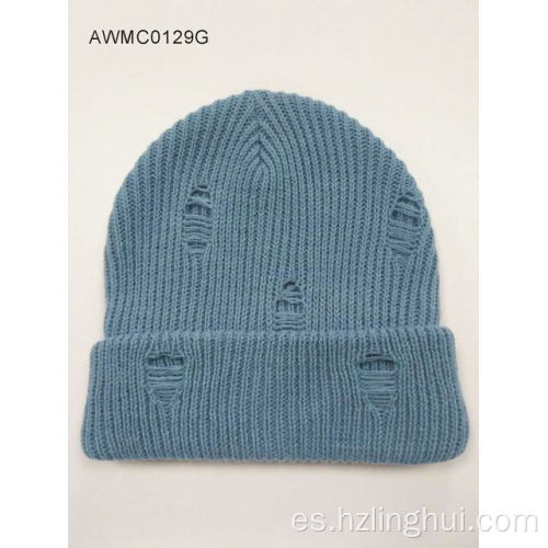 Tratamiento de agujero de superficie de gorro de puño de punto de invierno cálido